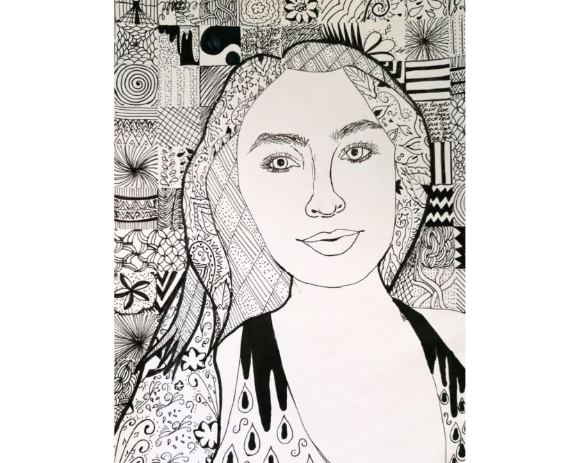 Marie Krug, 6A - Zentangle-Porträt