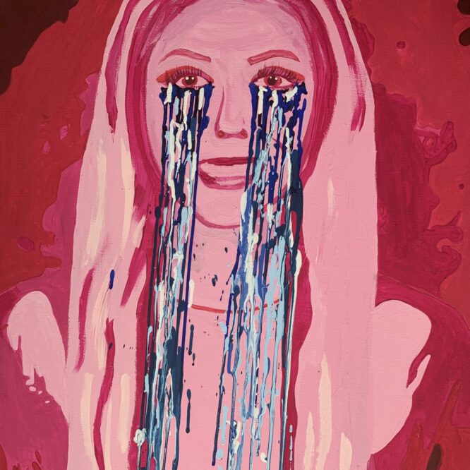 Franziska Trojer, 7A - Acryl auf Leinwand, ich weinend und lachend um drei uhr nachts Franziska Trojer, 7A - Acryl auf Leinwand, ich weinend und lachend um drei uhr nachts